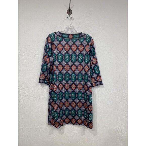 Gretchen Scott Tunic Dress Womens Medium Geometric Print 3/4 Sleeve Boho - Picture 3 of 3